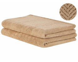 MITIARO - Handdoek set van 2 - Zandbeige - Katoen