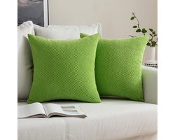 MIULEE Set van 2 kussenhoezen Decoratief kussen Korrelig Decoratief kussensloop Kussenhoes Bankkussen Decoratieve hoes Zacht Decoratief kussen Kussen voor Woonkamer Slaapkamer 40x40cm Appelgroen