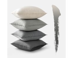 MIULEE Set van 4 fluwelen kussenhoezen 40x40 cm Grijze serie Decoratieve kussenhoes Bankkussen Sierkussen Kussenslopen met omwikkelde rand Decoratieve kussensloop voor bank Woonkamer Slaapkamer