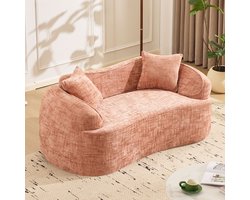 MIVRAY 2-Zitsbank Zonder Montage - Gebogen Design Met Armleuningen En 2 Kussens - Voor Woonkamer En Slaapkamer - Roze