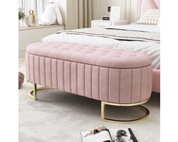 MIVRAY Bankje 120 cm - Met Verborgen Opbergruimte En Zachte Zitting - Voor Woonkamer Slaapkamer En Hal - Fluweel Roze