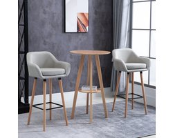 MIVRAY Barkruk 55 x 48 x 100 cm - Set van 2 Met Rugleuning, Armleuningen en Voetensteun - Voor Keukenbar en Bartafel - Stof Beige