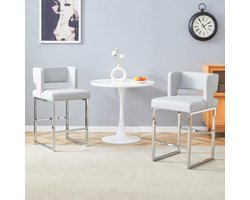 MIVRAY Barkruk 91,4 cm - Comfortabele Zitting Met Metalen Poten - Voor Bar En Keuken - PU Leer En Metaal - Lichtgrijs