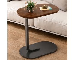 MIVRAY Bijzettafel C-vormig – Multifunctioneel Tafeltje – Voor Laptoptafel voor Bank en Bed– Verplaatsbaar – 45 x 28 x 60 cm – Hout – Walnootkleur