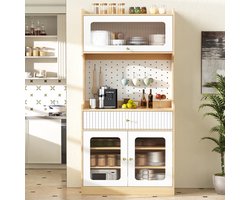 MIVRAY Buffetkast - Met Verstelbare Planken En Lade - Voor Keuken En Woonkamer - MDF En Spaanplaat - 80x40x180 Cm