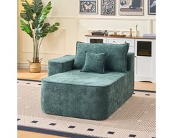 MIVRAY Chaise Longue 144 x 112 x 65 cm - Zonder Montage Met Kussen En Zijvakken - Voor Woonkamer En Slaapkamer - Chenille Groen
