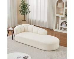 MIVRAY Chaise Longue Compact Model - Golvende Rugleuning Zonder Armleuningen - Voor Woonkamer, Slaapkamer En Leeshoek - Stof - Beige
