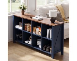 MIVRAY Dressoir Met 8 Open Vakken Voor Woonkamer Keuken En Eetkamer MDF Blauw 140 X 34 X 75 Cm Modern Opbergmeubel