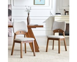 MIVRAY Eetkamerstoel Set van 2 - Vlinderrug Design Met Gepolsterde Zitting - Voor Eetkamer, Keuken En Woonkamer - Hout - Grijs