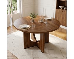 MIVRAY Eettafel - Ronde Tafel Voor 4-6 Personen In Scandinavische Stijl - Voor Eetkamer En Woonruimte - MDF - Walnootkleur - 120x75 Cm
