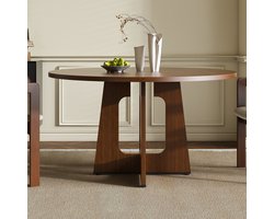 MIVRAY Eettafel - Ronde Tafel Voor 4 Personen Met Verstelbare Voeten - Voor Eetkamer Keuken En Woonkamer - MDF - Walnoot - 120x76 Cm