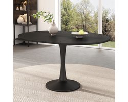 MIVRAY Eettafel - Uitschuifbaar Ovaal Ontwerp Voor Kleine Ruimtes - Voor Diners En Koffiemomenten - MDF - Zwart