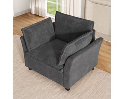 MIVRAY Fauteuil 90 x 81 x 87 cm - Comfortabele Leesstoel Met Armleuningen En 2 Kussens - Voor Woonkamer En Kantoor - Chenille Grijs