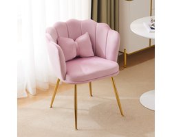 MIVRAY Fauteuil - Bladbloem Design - Met Ergonomische Rugleuning & Vlinderkussen - Voor Woonkamer Slaapkamer - Fluweel Roze