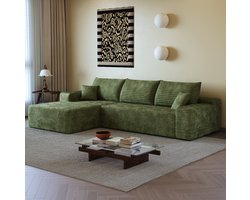 MIVRAY Hoekbank 270 x 175 cm - Modulaire Bank Met Chaise Longue Zonder Montage - Voor Woonkamer En Slaapkamer - Stof Groen