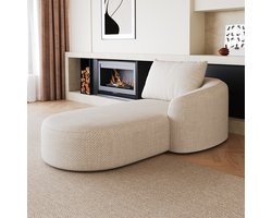MIVRAY Hoekbank Rechter Slaapgedeelte - Comfortabele Lounge Voor Woonkamer En Slaapkamer - Stoffen Bekleding - Wit
