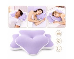 MIVRAY Hoofdkussen – Ergonomische Vlindervorm voor Nekondersteuning – 60 × 35 × 13 cm – Gebreide Stof en Traagschuim – Grijs, Wit of Paars – Voor Zij-, Rug- en Wisselslapers