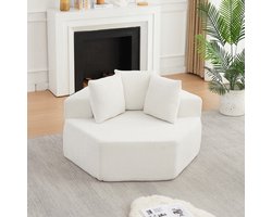 MIVRAY Modulaire Zitbank - 1-Zits Hexagonaal Design - Met 3 Kussens En Flexibele Opstelling - Voor Woonkamer En Lounge - Chenille Beige