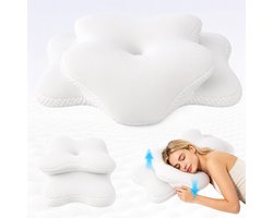 MIVRAY Nekkussen – Ergonomische Vlindervorm – 60 Bij 35 Bij 13 Cm – Traagschuim En Gebreide Stof – Grijs Wit Paars – Voor Rug Zij En Wisselslapers