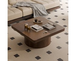 MIVRAY Salontafel - Vierkant Design Met Parquet Blad - Voor Woonkamer En Moderne Interieurs - Houtlook Walnoot