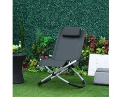 MIVRAY Schommelstoel 145 x 74 x 86 cm - 2-in-1 Schommelligstoel Met Afneembaar Kussen - Voor Tuin En Balkon - Metaal Zwart