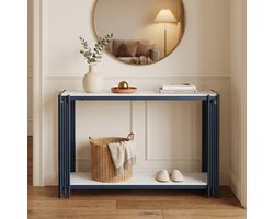 MIVRAY Sidetable - Modern Marmerlook Met 2 Ablagen - Voor Hal, Woonkamer En Slaapkamer - MDF En Metaal - 123,5 X 33,5 X 80 Cm
