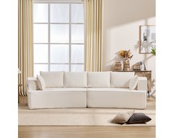 MIVRAY Sofa 4-Zits - Modulair Design Met Diepe Zit En Comfortabele Vering - Voor Woonkamer En Kantoor - Stof Wit