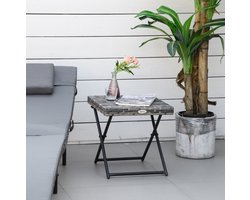 MIVRAY Tuintafel - Opklapbare Balkontafel In Rotanlook - Compact Voor Tuin En Terras - Grijs Kunststof Met Metalen Frame - 40x40x40 Cm