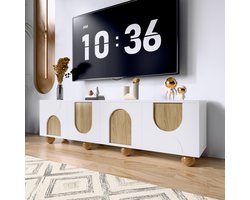 MIVRAY Tv Meubel - Modern Minimalistisch Met Vier Deuren En Opbergruimte - Voor Woonkamer Slaapkamer En Kantoor - MDF - 175x38x50 Cm