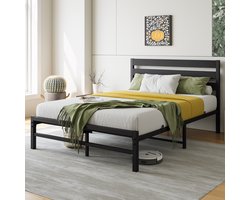 MIVRAY Tweepersoonsbedden 140x200 - Stalen Bedframe - Eenvoudige Montage - Bedframes - Zwart