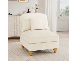 MIVRAY Zitbank 1-Zits 93 Cm - Windsor Sofa Zonder Armleuningen - Met Afneembare Rok En 1 Kussen - Voor Woonkamer En Kleine Ruimtes - Chenille Wit