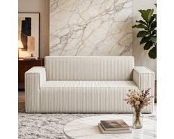 MIVRAY Zitbank 178 cm - Diepe 2-Zits Bank Zonder Montage - Voor Woonkamer Appartement En Kantoor - Corduroy Off White
