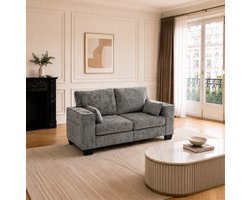 MIVRAY Zitbank 182 cm - Moderne 2-Zits Met Bekerhouders En Zijvakken - Voor Woonkamer En Kantoor - Chenille Stof - Donkergrijs