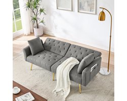 MIVRAY Zitbank 2-Zits – Verstelbare Rugleuning In 3 Standen – Voor Woonkamer En Appartement – Teddy Grijs