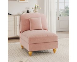 MIVRAY Zitbank 78 x 83,5 x 93 cm - Zonder Armleuningen Met Afneembare Sierrok En Kussen - Voor Woonkamer - Chenille Roze