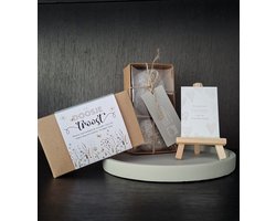 Mix en Match - Geschenkset - Troost - Spreukenkaartjes - Steenkaarsen - Decoratieplateau