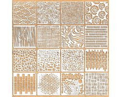 Mixed Media sjablonenset om te schilderen - 16 stuks - doe-het-zelf handwerk - herbruikbare kunststof sjablonen voor houten vloeren en meubels - wandvormgeving en decoratie