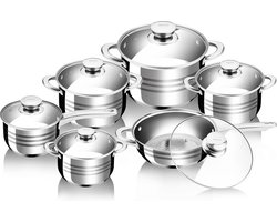 MK - Pannenset Inductie - 12 delig - 5 pannen - kookpotten RVS - PFAS vrij pannensets - Geschikt voor alle warmtebronnen