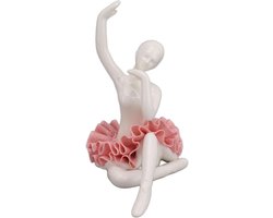 MK Stoer - Meisjes - Dans - Roze - Ballerina - Keramisch - Decoratie - Geschikt voor Bureau Boekenplank - Miniatuur Beeldjes - Dansend Meisje Standbeeld - Sculptuur - Kunst & Woondecoratie.
