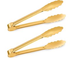 MK Stoer- Serveertang - Keukentools - RVS - Voedseltang - Goud - Keukengereedschap - Geschikt voor Serveren - 20 cm - Keukentangen - Buffet - Salades
