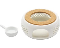 MK Stoer -Theepotverwarmer - Keramisch - Wit - Theepot - Theeverwarmer - Verwarmen - Geschikt voor Theepot - Kurk en lepel - Thee en koffie - Model.