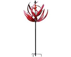 MK Stoer -Tuin Decoratie - Metalen Wind Spinner - Draaibare Tuinspinners - Verdikte Staaf - Ornamenten - Lotus Uiterlijk - Draaiende Sculptuur - Geschikt voor Buiten - Rood - 360 graden rotatie.