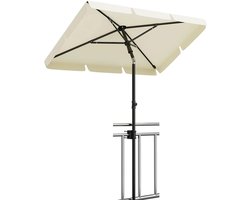 MK Zonnewering Balkon Zonnescherm 200x125 cm, UPF 50+ strandparasol, in hoogte verstelbaar van 145-225 cm, opvouwbaar op 45 cm. ° met deksel, bescherming tegen de zon