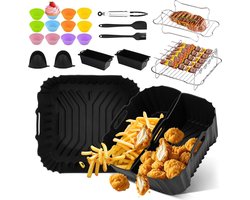 MKSS® Airfryer Accessoires - Bakpapier - Siliconen Bakje - Mand - Spatels - Oven Rek