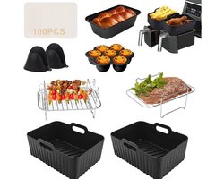 MKSS® Airfryer Accessoires - Bakpapier - Siliconen Bakje - Mand - Spatels - Oven Rek