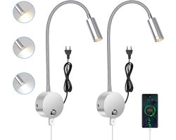 MKSS® Bedlampjes Hoofdbord - Leeslampjes - Bedlamp Slaapkamer Volwassenen - Zilver