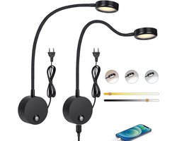 MKSS® Bedlampjes Hoofdbord - Leeslampjes - Bedlamp Slaapkamer Volwassenen - Zwart