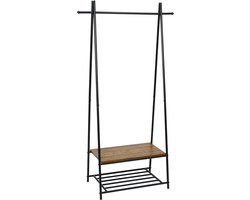 MKSS® Kapstok Staand met Schoenenrek - Gardaroberek - Hout - Industrieel - Bruin