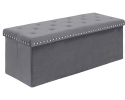 MKSS® Luxe Dekenkist voor Dekens en Extra Opslag - Bijzet Bankje - Opbergbank Binnen en Buiten - Dekenkisten voor Slaapkamers - Bank met Opslagruimte - Bedkist - Grijs - Extra Zacht