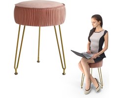 MKSS® Make up Stoel - Kaptafel Kruk - Visagie - Roze met Goud